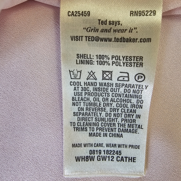 NWOT TED BAKER LONDON  Cathe Peach Blossom Bow-Sleeve Top - Picture 11 of 12